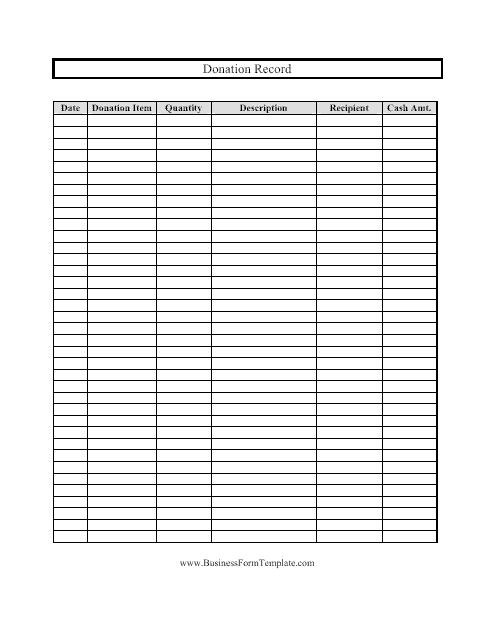 &quot;Donation Record Spreadsheet Template&quot; Download Pdf