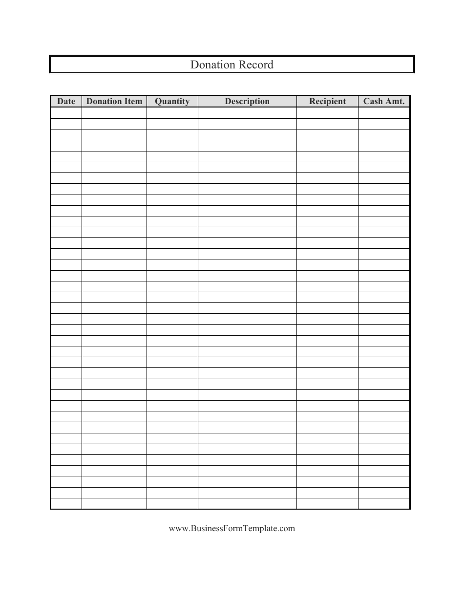 Donation Record Spreadsheet Template, Page 1