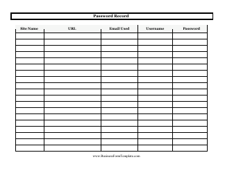 Document preview: Password Record Log Template