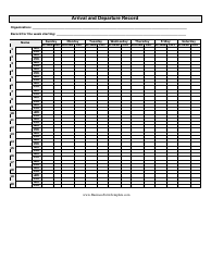 Document preview: Arrival and Departure Record Spreadsheet Template