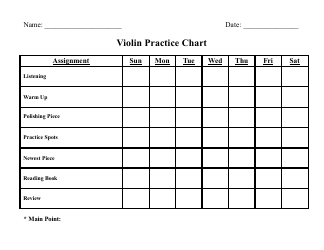 Document preview: Violin Practice Chart Template - Table