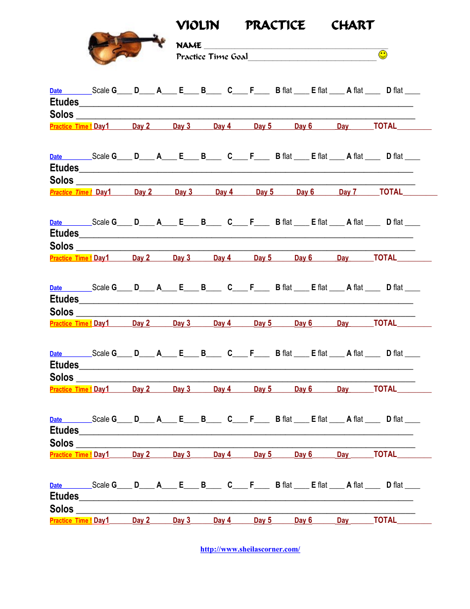 Violin Practice Chart - Document Preview