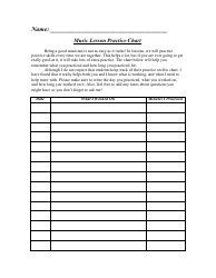 Document preview: Music Lesson Practice Chart