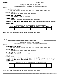 Document preview: Weekly Practice Assignment Chart Template