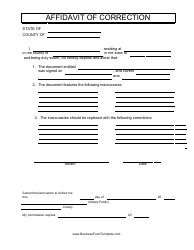 Document preview: Affidavit of Correction Form - With Frame