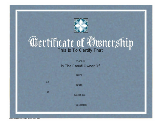Document preview: Certificate of Ownership Template