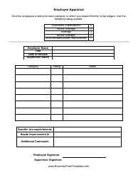 Document preview: Employee Appraisal Form