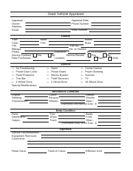 Document preview: Used Vehicle Appraisal Form