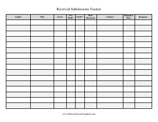 Document preview: Received Submissions Tracking Spreadsheet Template