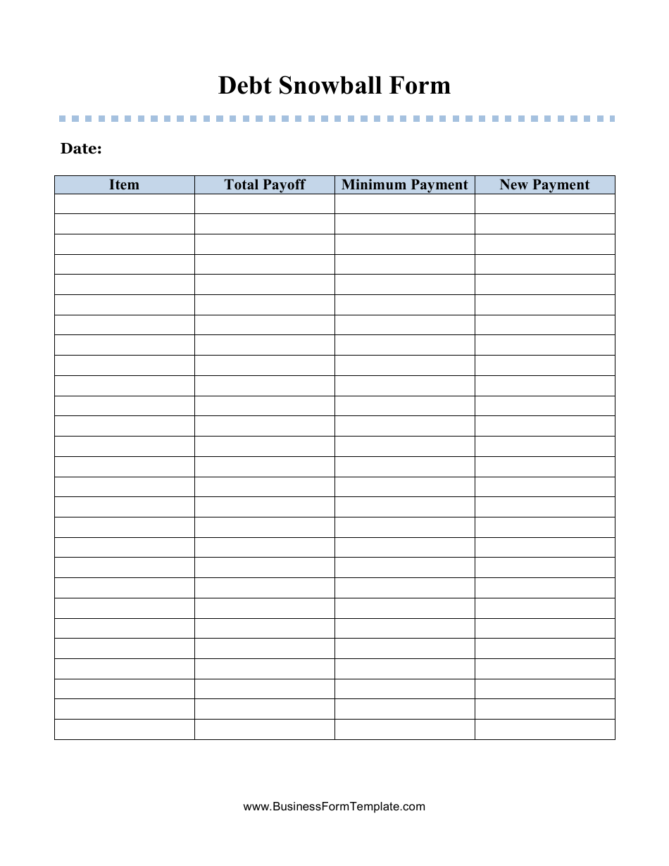 Debt Snowball Form Fill Out Sign Online and Download PDF