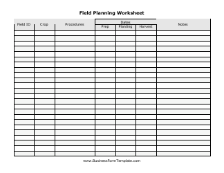 &quot;Field Planning Worksheet Template&quot;