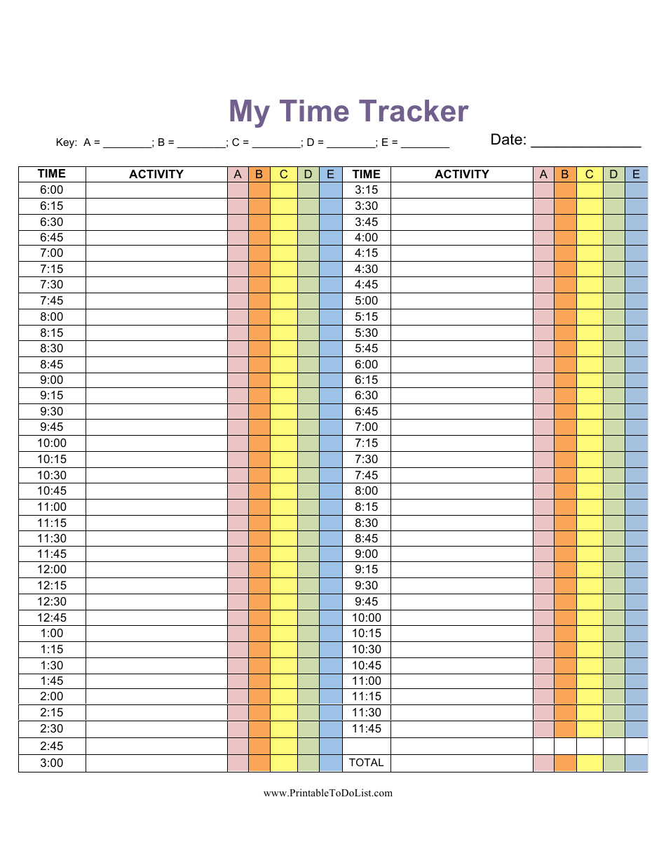 My Time Tracking Spreadsheet Template Download Printable PDF