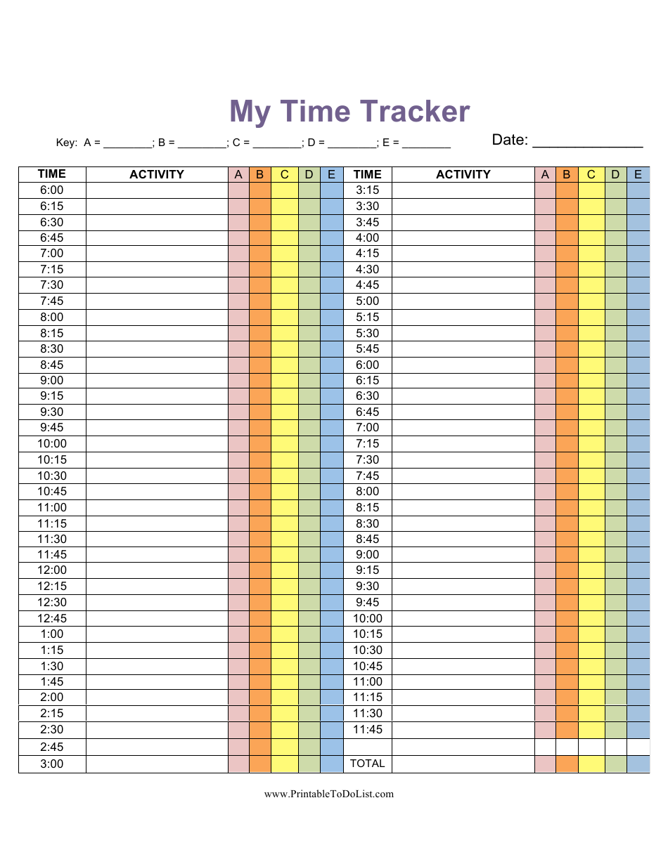 Time Tracking Sheet Printable