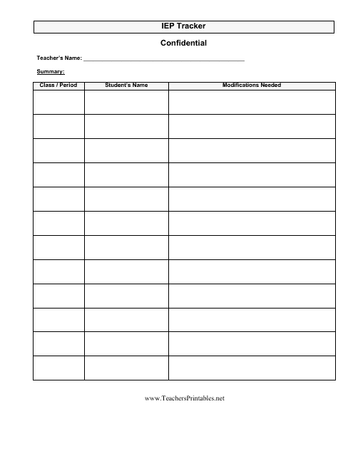Confidential Iep Tracking Spreadsheet Template