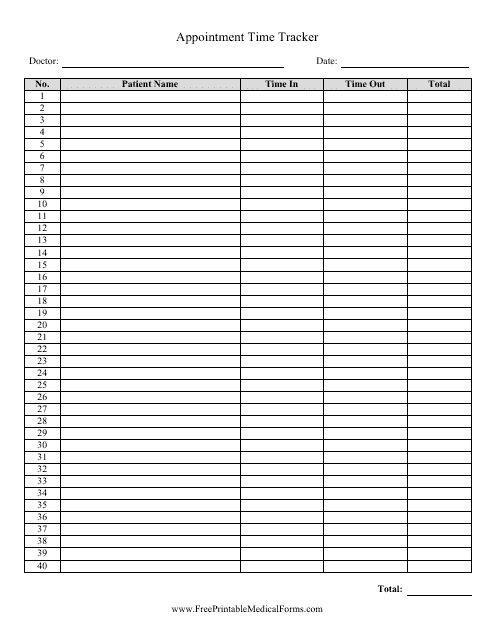 Appointment Time Tracker Form Download Pdf