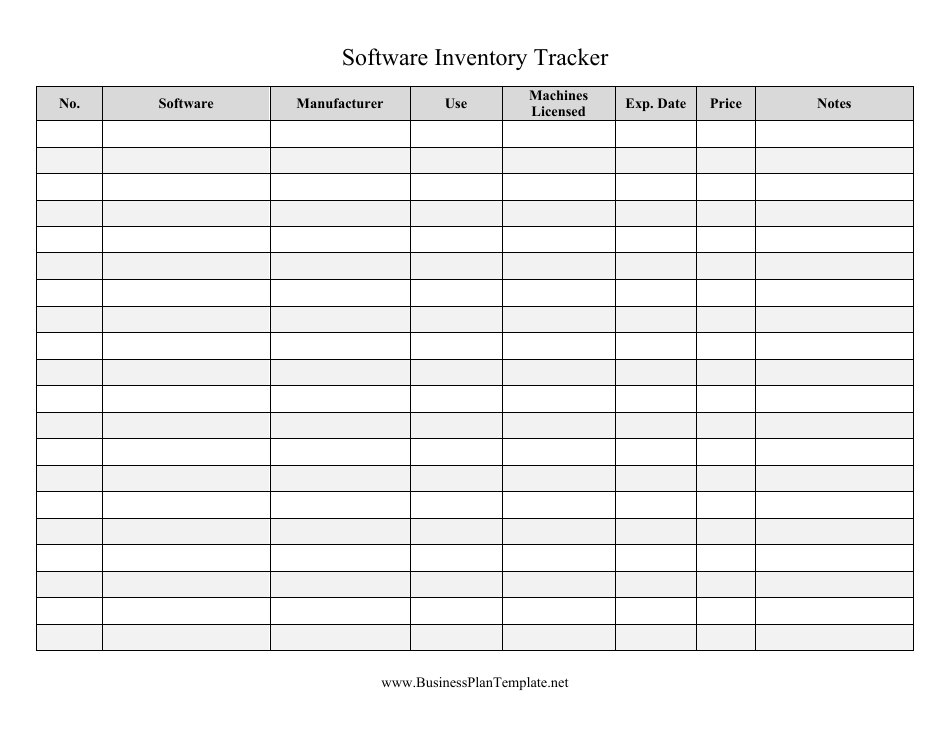 Software Inventory Tracking Spreadsheet Template