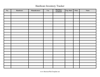 Document preview: Hardware Inventory Tracking Template