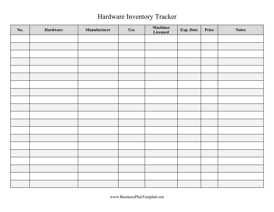Hardware Inventory Template