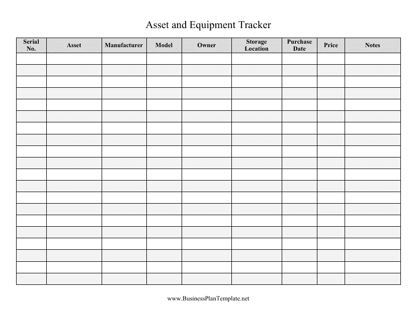 &quot;Asset and Equipment Inventory Tracking Template&quot; Download Pdf
