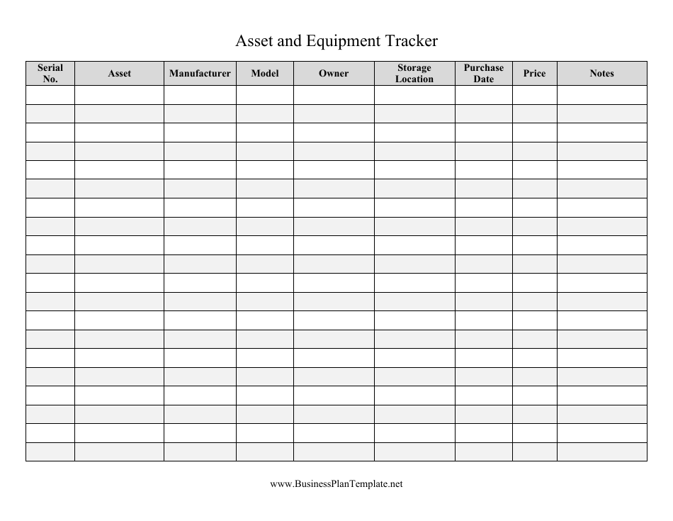 Asset and equipment inventory tracking template - image preview