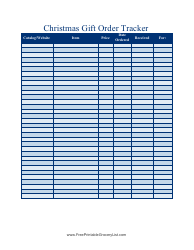 Document preview: Blue Christmas Gift Order Tracking Spreadsheet Template