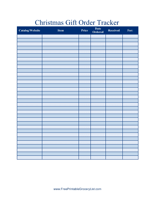 &quot;Blue Christmas Gift Order Tracking Spreadsheet Template&quot; Download Pdf