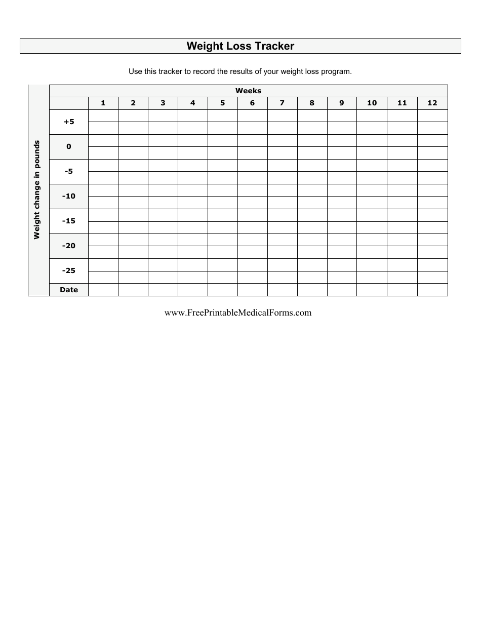 Weight Loss Tracking Spreadsheet Template, Page 1