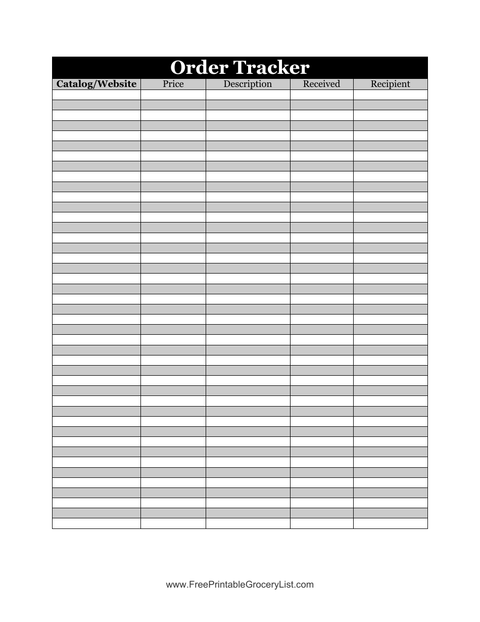 Order Tracker Spreadsheet Template Preview