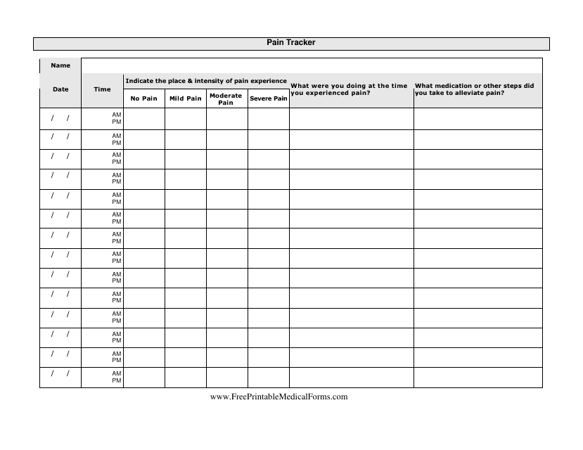 Pain Tracker Form Download Pdf