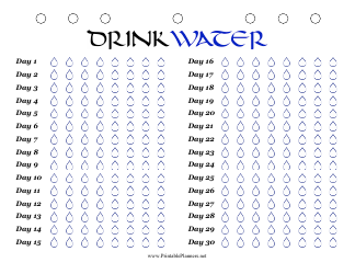 Monthly Water Drinking Tracker Template