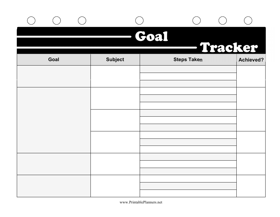 Student Goal Tracking Template, Page 1