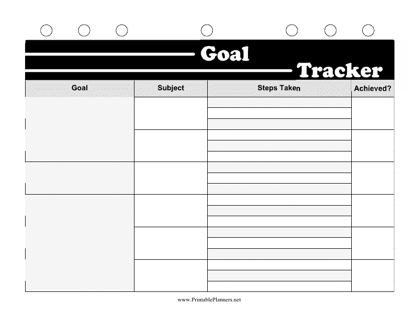 Student Goal Tracking Template