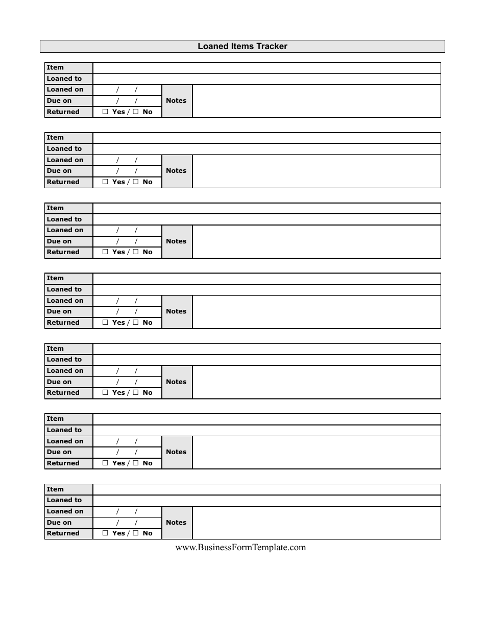 Loaned Items Tracking Template - Fill Out, Sign Online And Download Pdf 