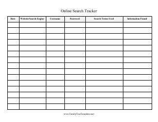 Document preview: Online Search Tracking Spreadsheet Template