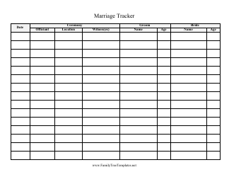 Document preview: Marriage Tracking Spreadsheet Template