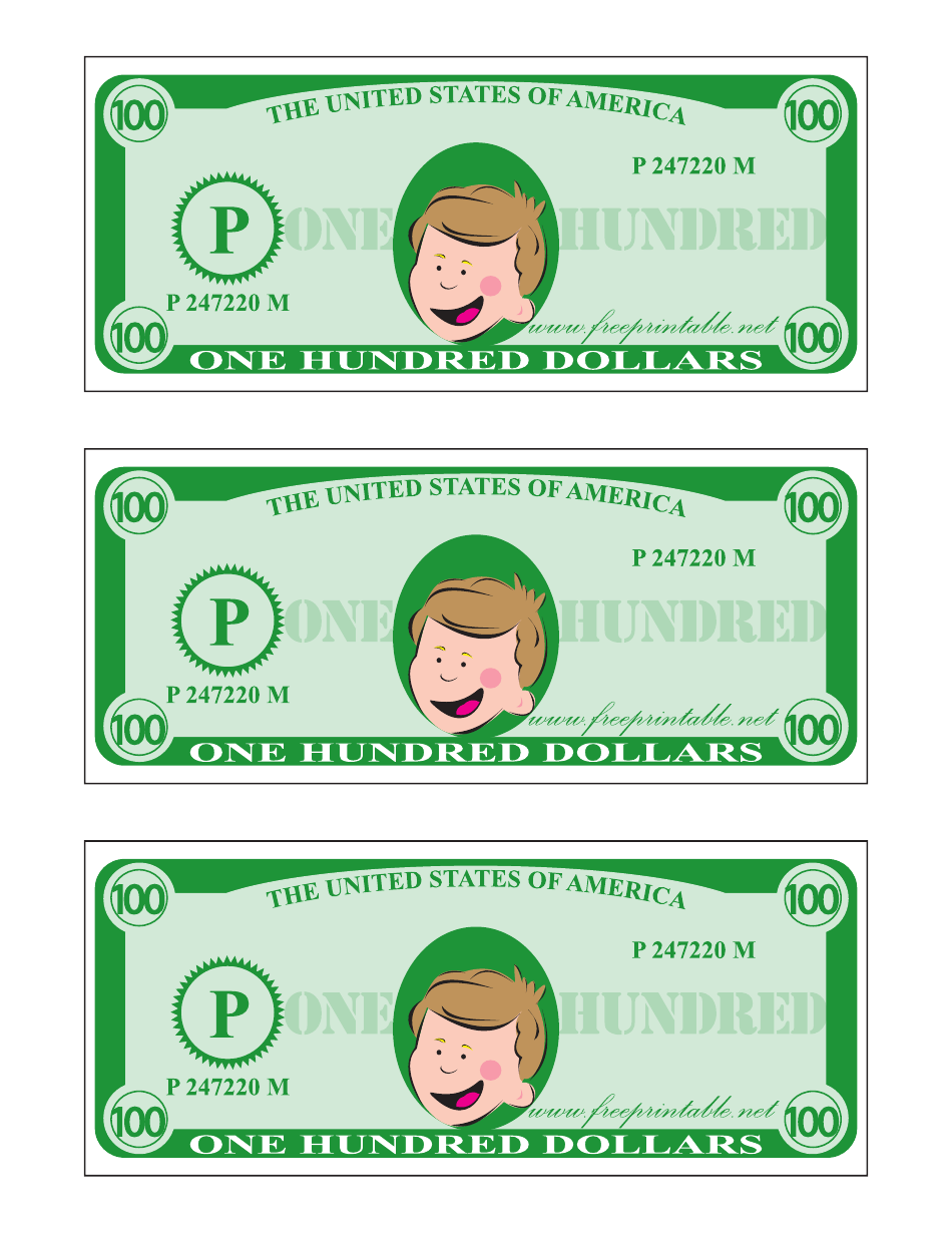 One Hundred Play Dollar Template - Preview Image