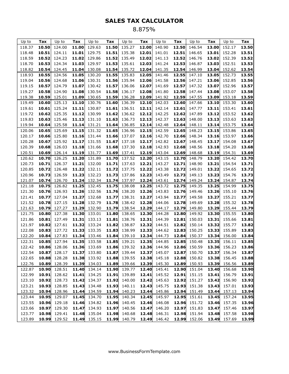 8.875% Sales Tax Calculator, Page 4