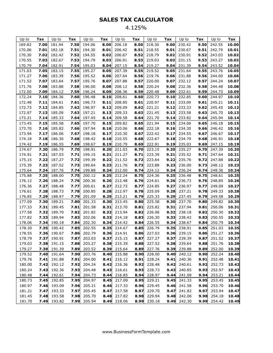 4.125% Sales Tax Calculator, Page 3