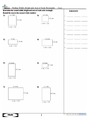 Document preview: Finding Width, Height and Area of Scale Rectangles Math Worksheets With Answers
