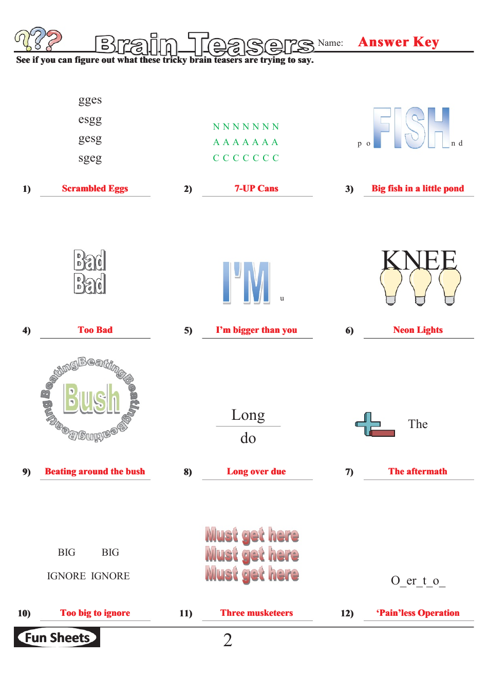 Brain Teasers Logic Puzzle Template With Answer Key, Page 4