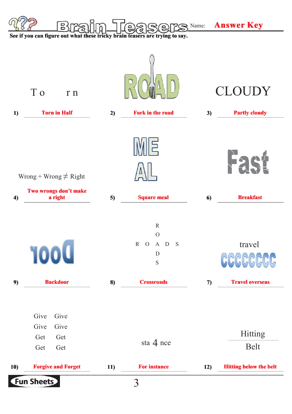 Brain Teasers Logic Puzzle Template With Answer Key, Page 6