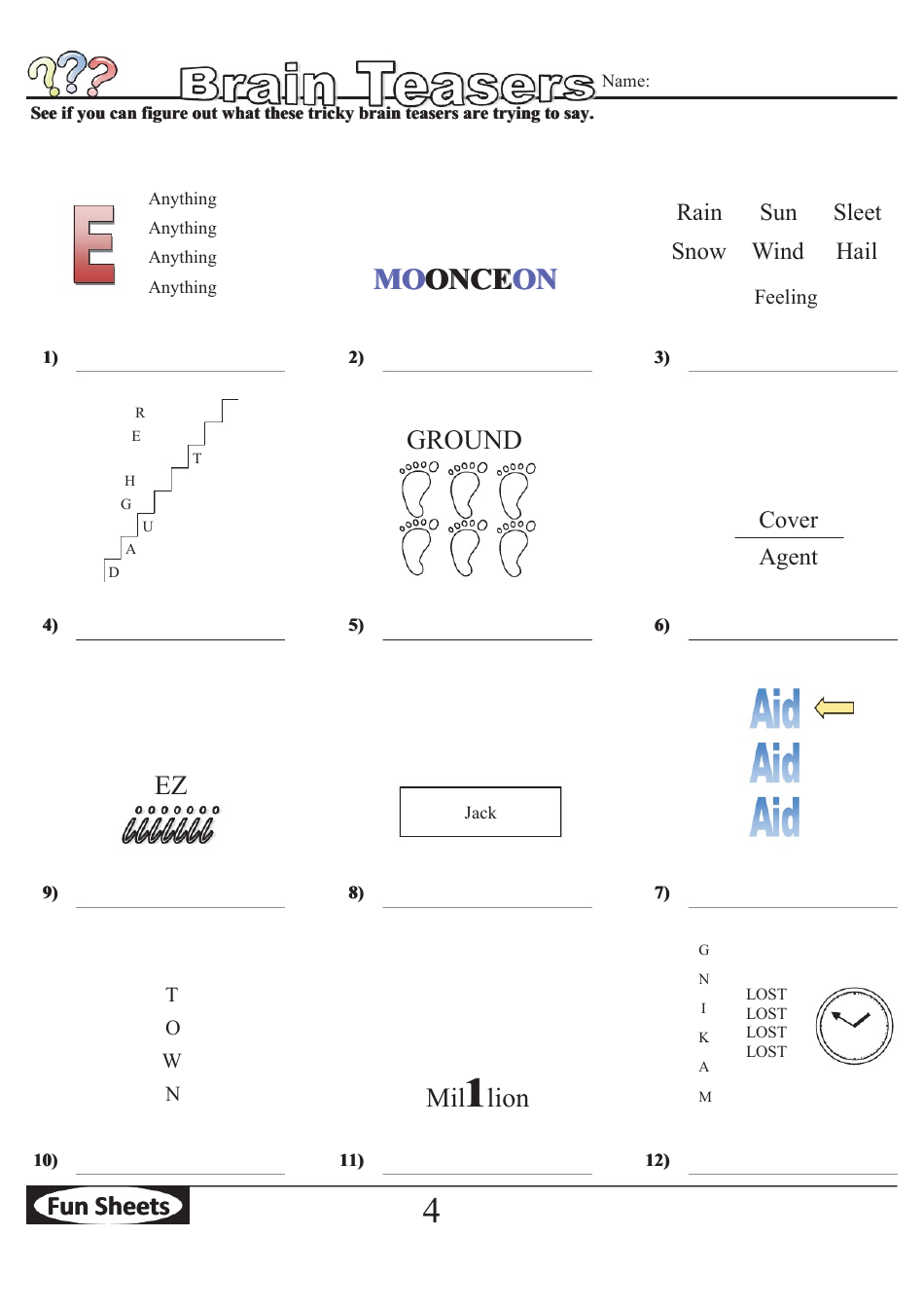 Brain Teasers Logic Puzzle Template With Answer Key Download Printable