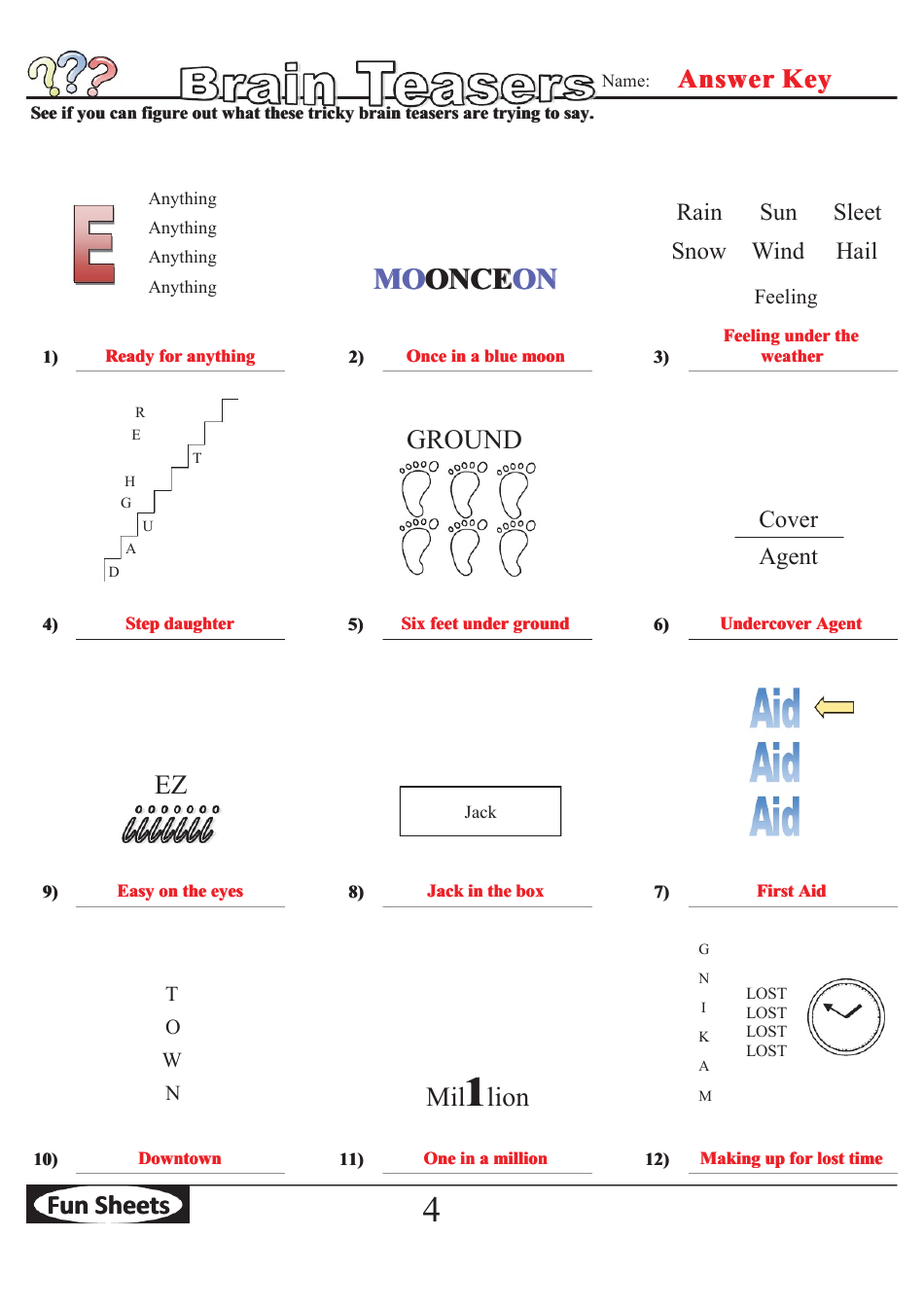 Brain Teasers Logic Puzzle Template With Answer Key, Page 8