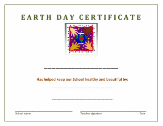 Document preview: Earth Day Certificate Template for Students