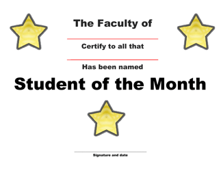 Document preview: Student of the Month Award Certificate Template - Stars