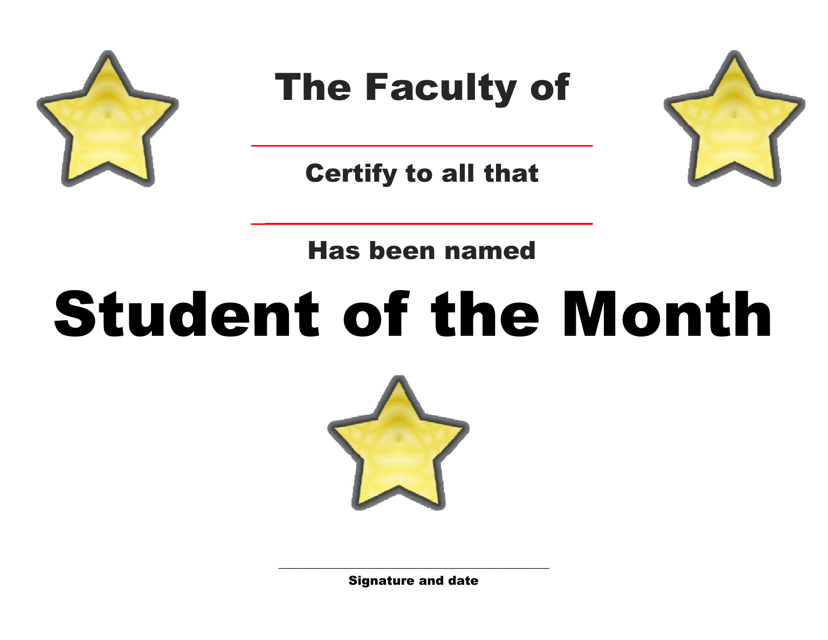Student of the Month Award Certificate Template Download Pdf