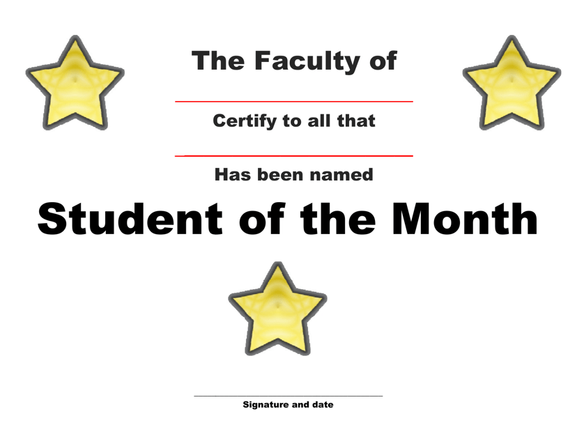 Student Of The Month Award Certificate Template Download Printable PDF 