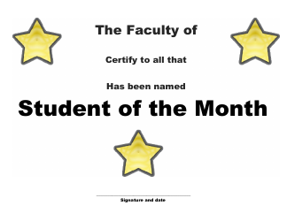 Document preview: Student of the Month Certificate Template