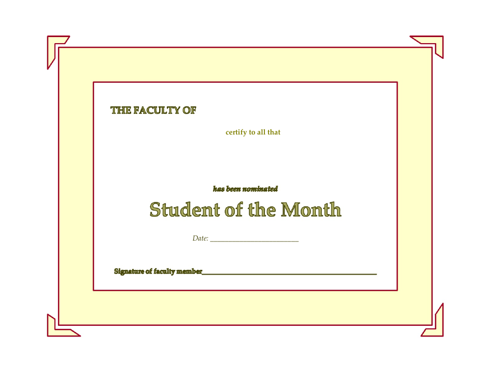 Student of the Month Certificate Template - Beige Image Preview