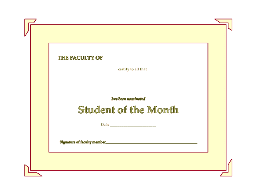 &quot;Student of the Month Certificate Template&quot; Download Pdf
